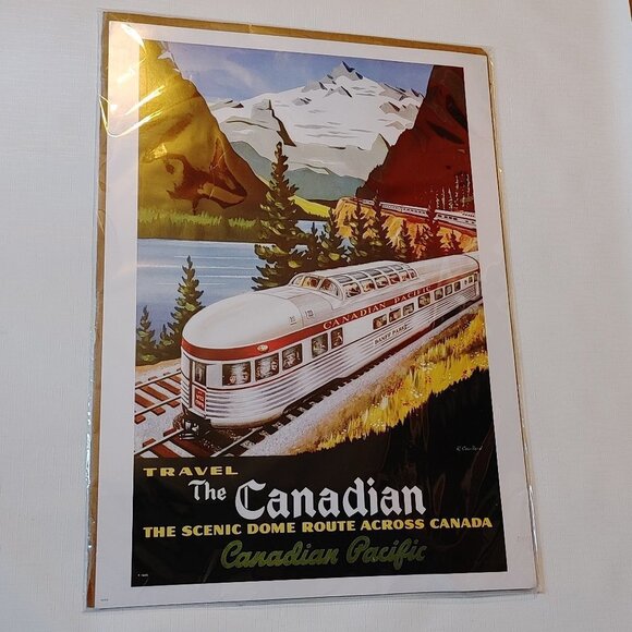 LARGE TRAVEL THE CANADIAN Scenic Dome Route Canadian Pacific Poster R. Couillard - Picture 1 of 3